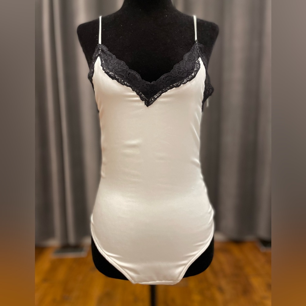 White satin bodysuit